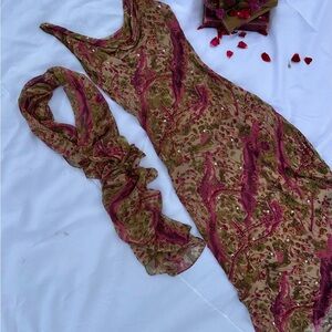 American Vintage Pink and Brown Silk Dress